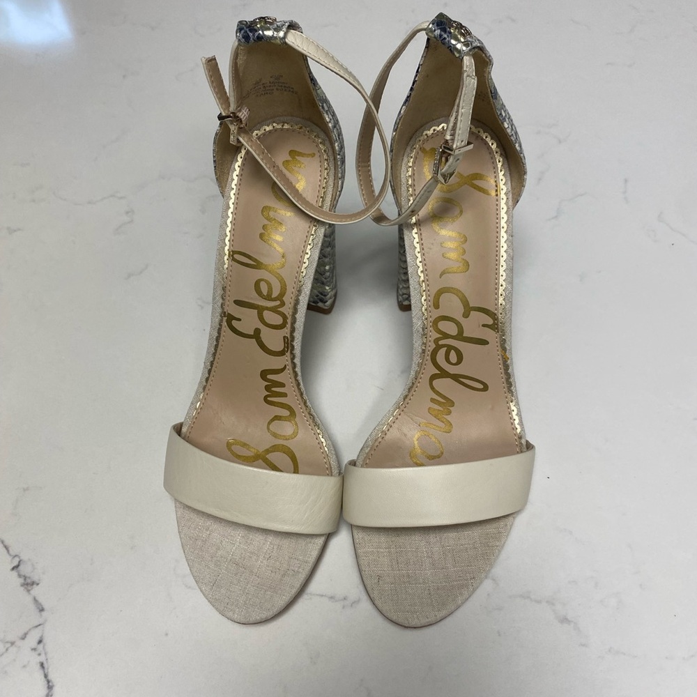 Sam Edelman YARO Cream and Gray Strappy Heels - Picture 6 of 16